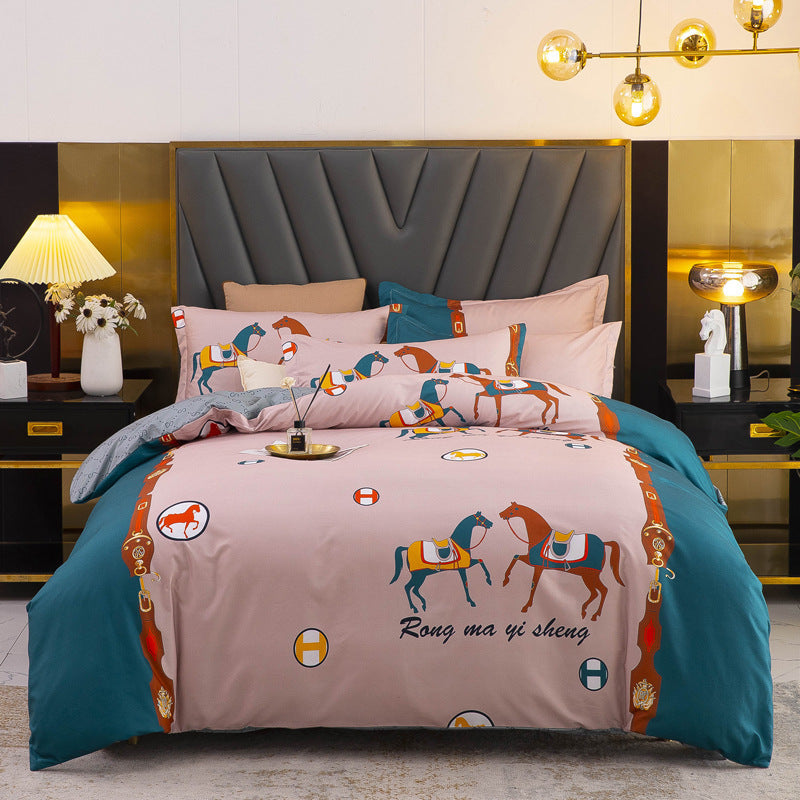 Thickened Brushed Four-piece Winter Bed Sheet And Duvet Cover Three-piece Bedding Set Pi-Mart