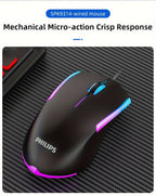 Wired Gaming Mouse with LED Backlight, 1200 DPI Optical Sensor, Ergonomic Design, ESports Games Theme, Right-Hand Orientation, Non-Slip Silicone Rollers, Battery-Free Operation for Windows/PC/Mac/Laptop