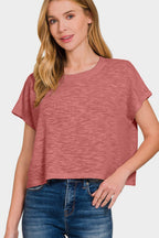 Zenana Round Neck Short Sleeve T-Shirt Lootquake LLC
