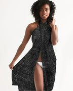 Sheer Sarong Swimsuit Cover Up Wrap / Distressed Black