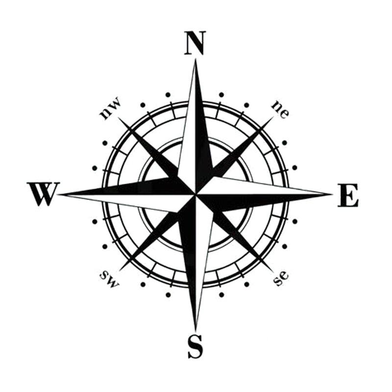 15cm*15cm Art Design Vinyl Compass Sticker Vinyl Decal Sticker Compass Stickers Decal for Car Hood Auto Body Side Door Compass Graphics Car Stickers Waterproof Vinyl Stripe Decal Sticker Car Stickers Decals Black/Silver Stevvex