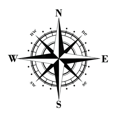 15cm*15cm Art Design Vinyl Compass Sticker Vinyl Decal Sticker Compass Stickers Decal for Car Hood Auto Body Side Door Compass Graphics Car Stickers Waterproof Vinyl Stripe Decal Sticker Car Stickers Decals Black/Silver Stevvex