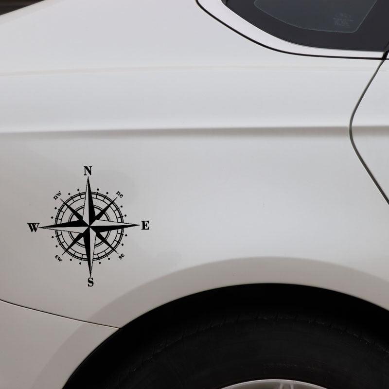 15cm*15cm Art Design Vinyl Compass Sticker Vinyl Decal Sticker Compass Stickers Decal for Car Hood Auto Body Side Door Compass Graphics Car Stickers Waterproof Vinyl Stripe Decal Sticker Car Stickers Decals Black/Silver Stevvex