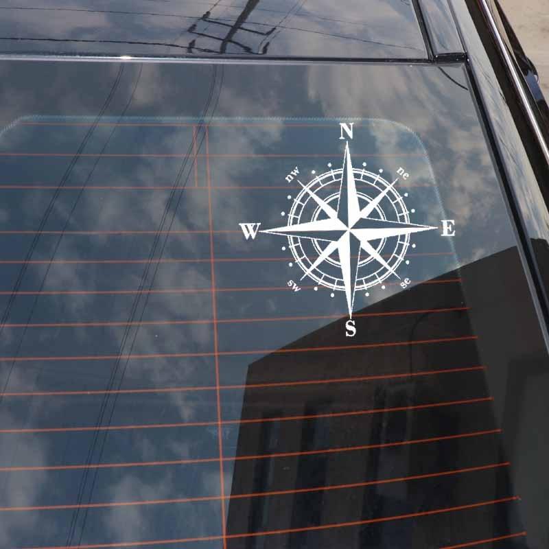 15cm*15cm Art Design Vinyl Compass Sticker Vinyl Decal Sticker Compass Stickers Decal for Car Hood Auto Body Side Door Compass Graphics Car Stickers Waterproof Vinyl Stripe Decal Sticker Car Stickers Decals Black/Silver Stevvex