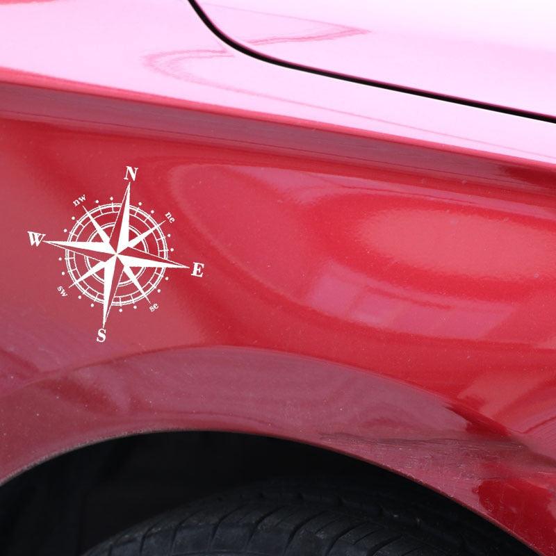 15cm*15cm Art Design Vinyl Compass Sticker Vinyl Decal Sticker Compass Stickers Decal for Car Hood Auto Body Side Door Compass Graphics Car Stickers Waterproof Vinyl Stripe Decal Sticker Car Stickers Decals Black/Silver Stevvex