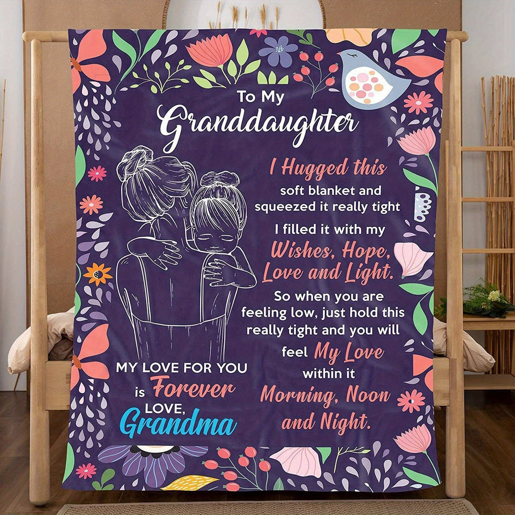 1pc Cozy Floral Grandma's Love Throw Blanket - Soft, Warm, Plush, and Gentle for Couch, Bed, Sofa - Heartfelt Gift for Granddaughter from Grandma Lootquake LLC
