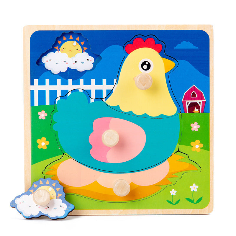 New Hand Grab Board Wooden Puzzle Toys for Children Cartoon Animal Fruit  Kids Baby Early Educational Learning Toy - SJB-DIAMOND ELITES