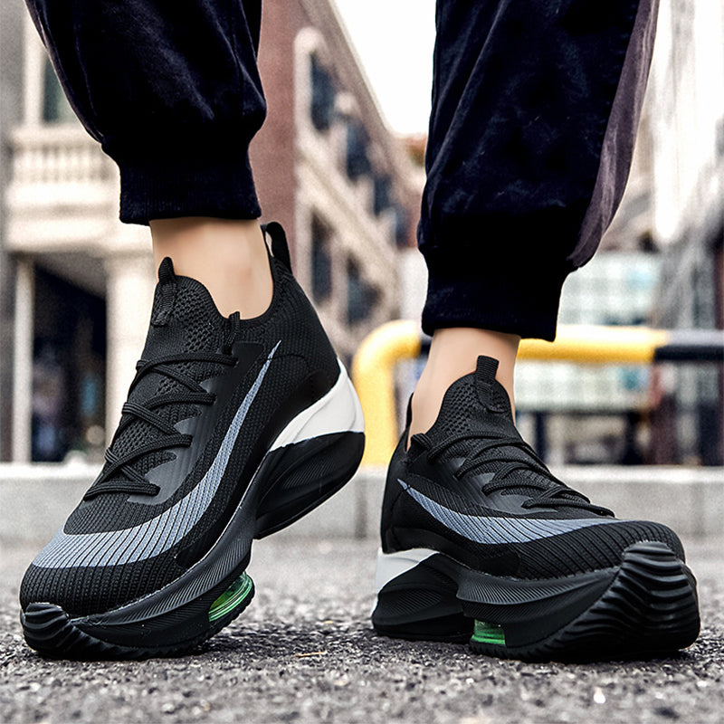 Air Cushion Sports Shoes Men Personalized Fashion Breathable Lace Up Knit Sneakers Casual Outdoor Running Walking Shoes Pi-Mart