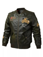 Men's Plus Size Zip Up Leather Jacket THRIXINE