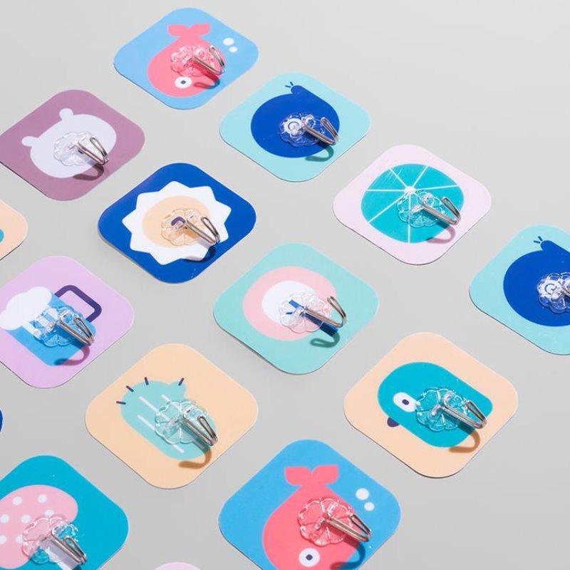1/5PCS Cartoon Colorful Strong Invisible Anti-skid Hooks Strong Adhesive Door Wall Hangers Kitchen Bathroom Accessories Adhesive Stronger Wall Hook for Kitchen Hanging Wall Hooks for Bathroom Stevvex