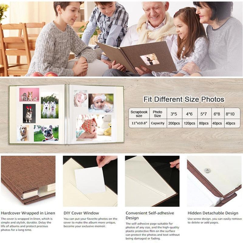 16 inch Linen DIY Photo Album Lovers Birthday Gift Wedding Photos Baby Photo Album Scrapbook DIY Photo Albums Family Scrapbook Albums Family Anniversary Gift For Couple Stevvex
