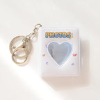 16 Photos Card Holder 1 Inches Card Bag Photo Album Keychain Hollow Love Photo Holder Key Rings Holds Memory Album DIY Memorable Gifts For Loved Ones