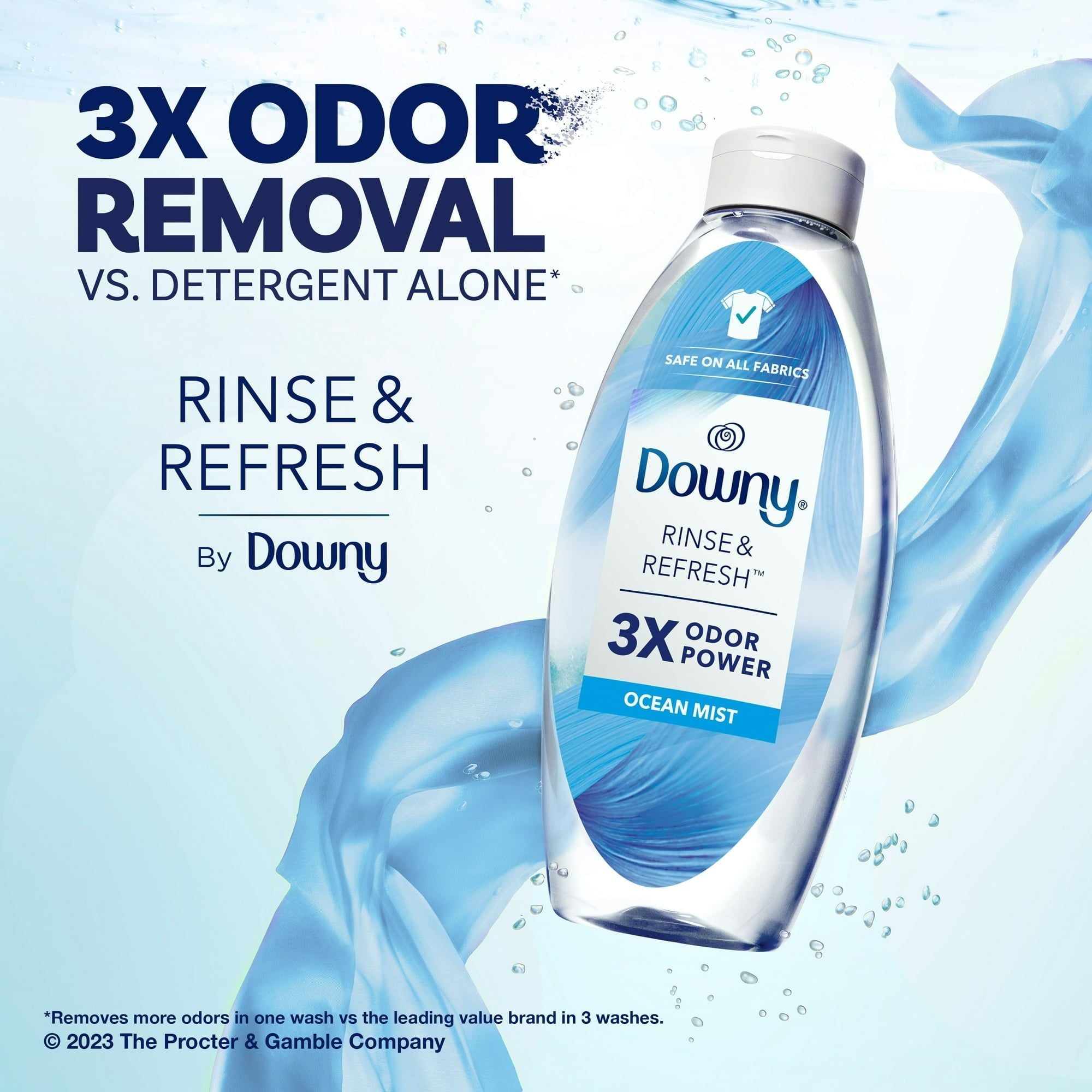 Downy Rinse & Refresh Laundry Odor Remover and Fabric Softener, Ocean Mist, 48 fl oz, 70 Loads