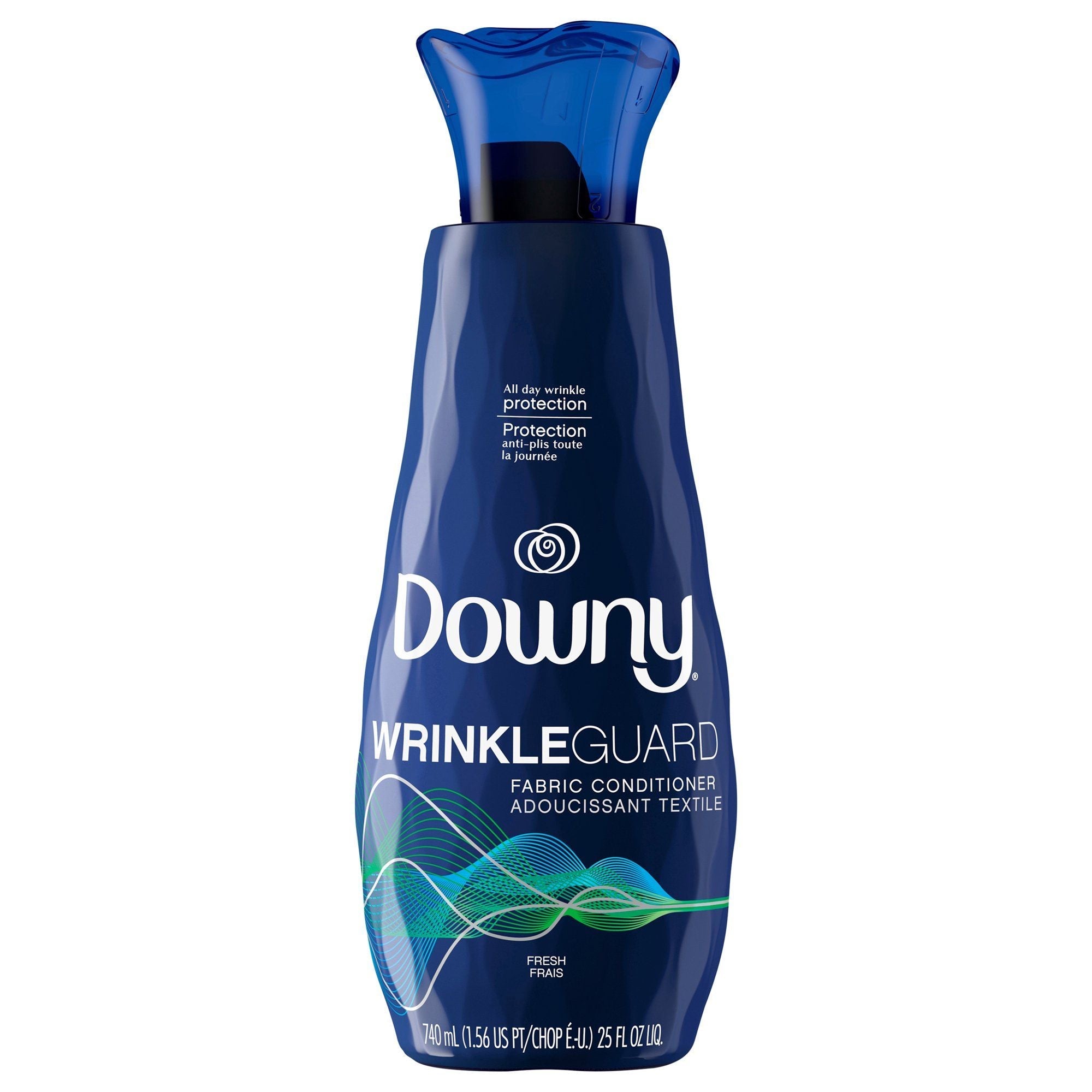 Downy WrinkleGuard - Freshener / Softener - liquid - bottle - 25 fl.oz - 24 loads - fresh and clean - machine ready