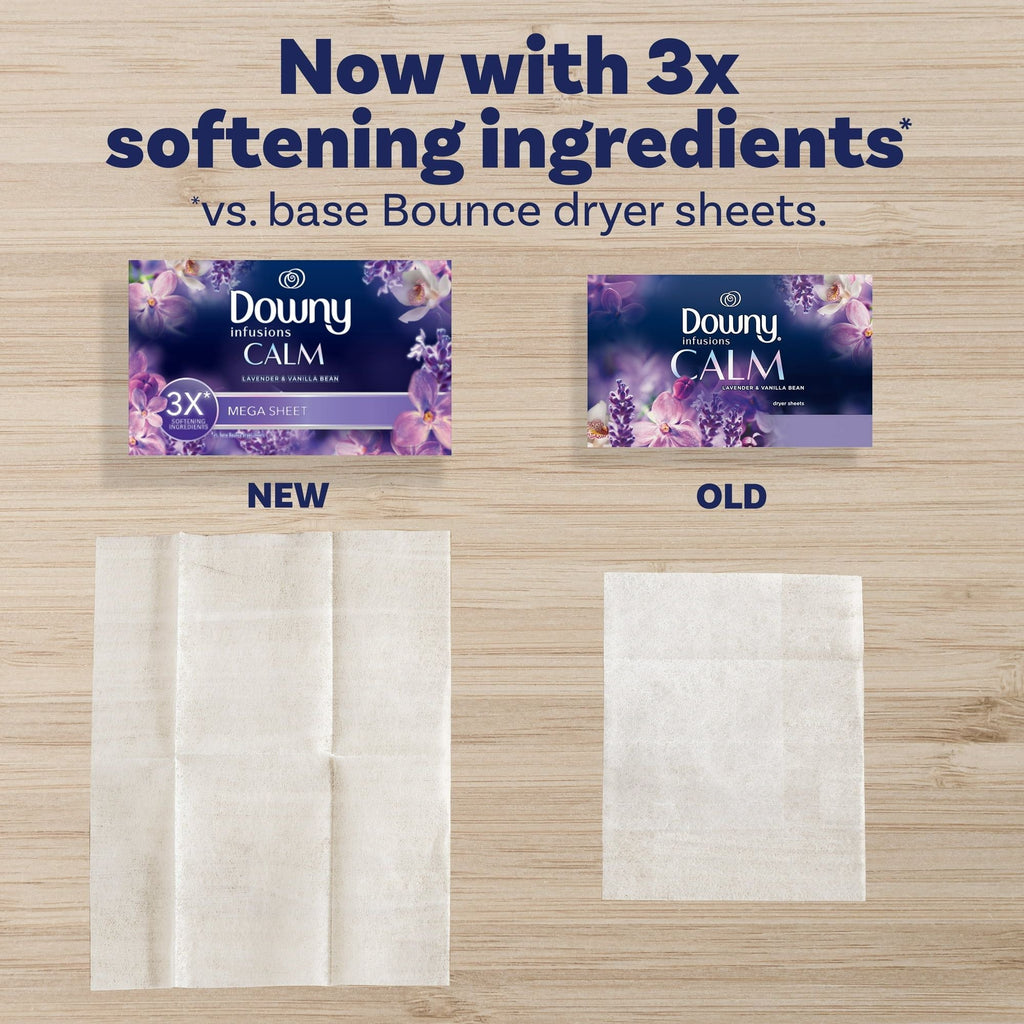 Downy Infusions Mega Dryer Sheets, CALM, Lavender, 80 Count