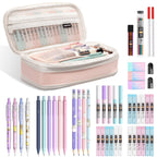 Nicpro 47PCS Aesthetic School Supplies in Big Capacity Pen Case, Cute Pastel Mechanical Pencils 0.5, 0.7, 0.9 & 2mm Lead Holder with 25 Tube Lead Refills 4B 2B HB 2H Color, Erasers for Student Writing