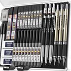 Nicpro 6 Pcs Metal Mechanical Pencils, Drafting Pencil 0.5 mm & 0.7 mm & 0.9 mm & 3 Pcs 2mm Lead Holder (6B 4B 2B HB 2H 4H Colors) with 20 Tube Lead Refills Case EasyOptionXY LLC