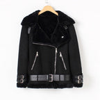 Men's motorcycle clothing lambskin bomber jacket plus velvet thick leather Pi-Mart