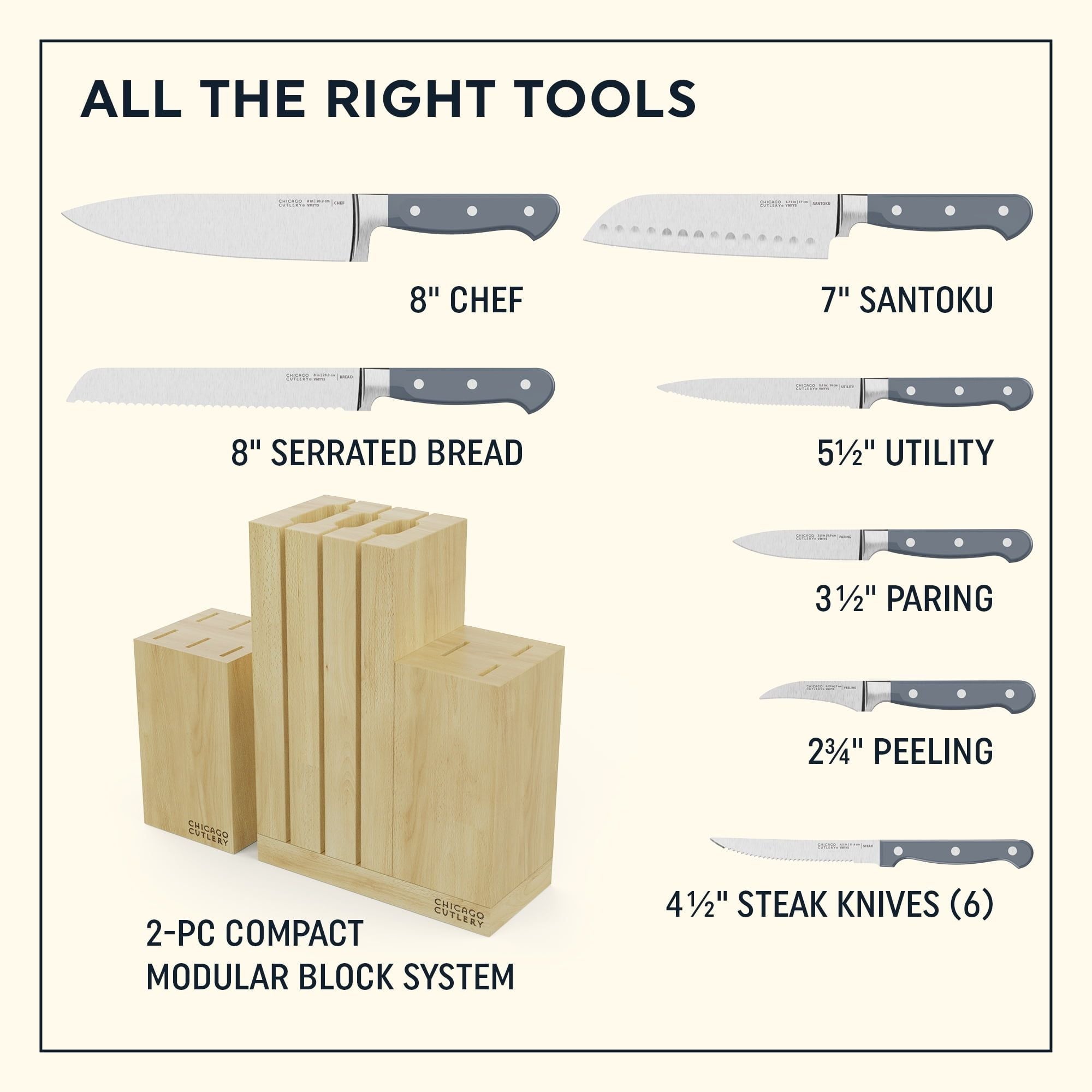 Chicago Cutlery Halsted 14-Piece Kitchen Knife Block Set EasyOptionXY LLC