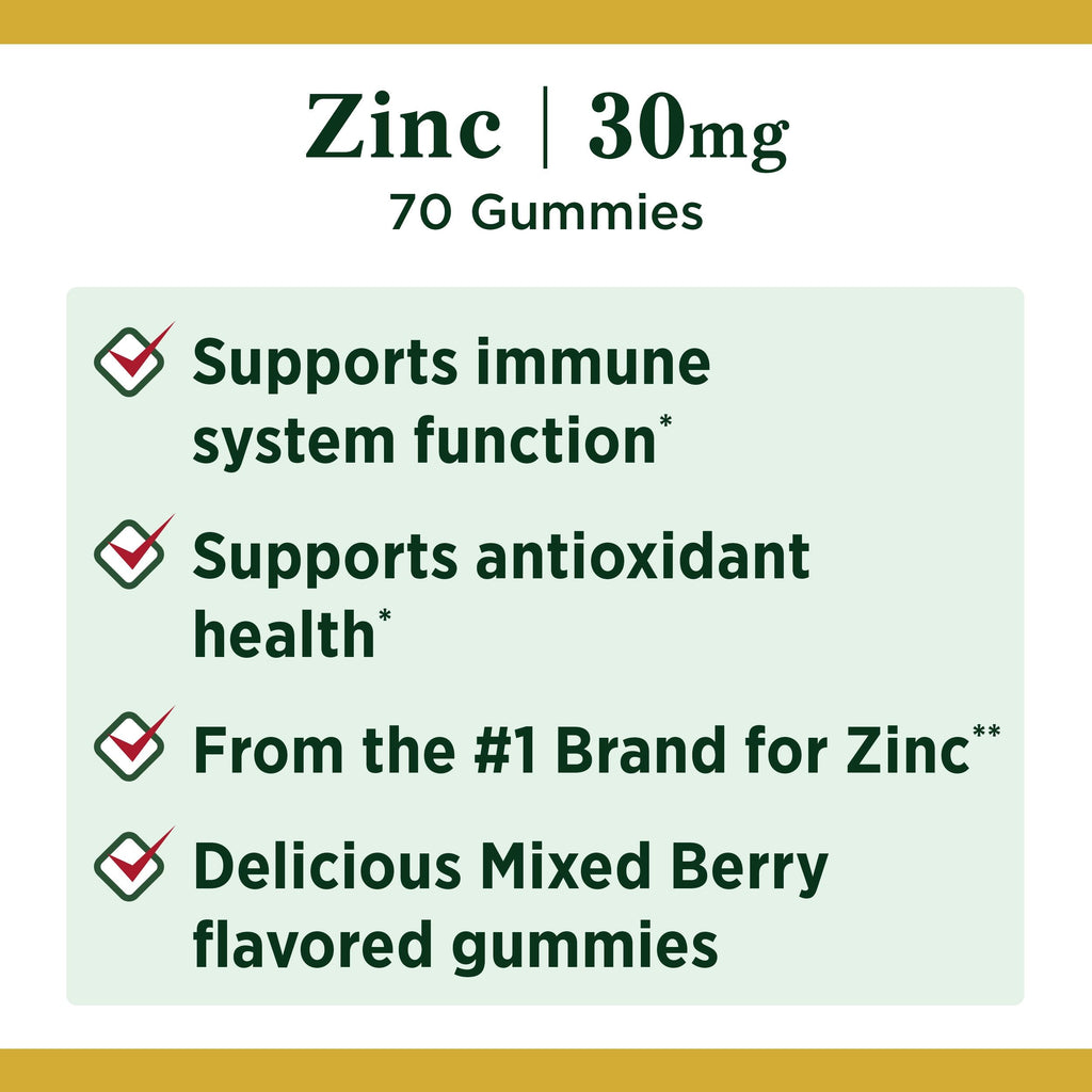 Nature's Bounty Zinc Immune Support Gummies; 30 mg; 70 Count