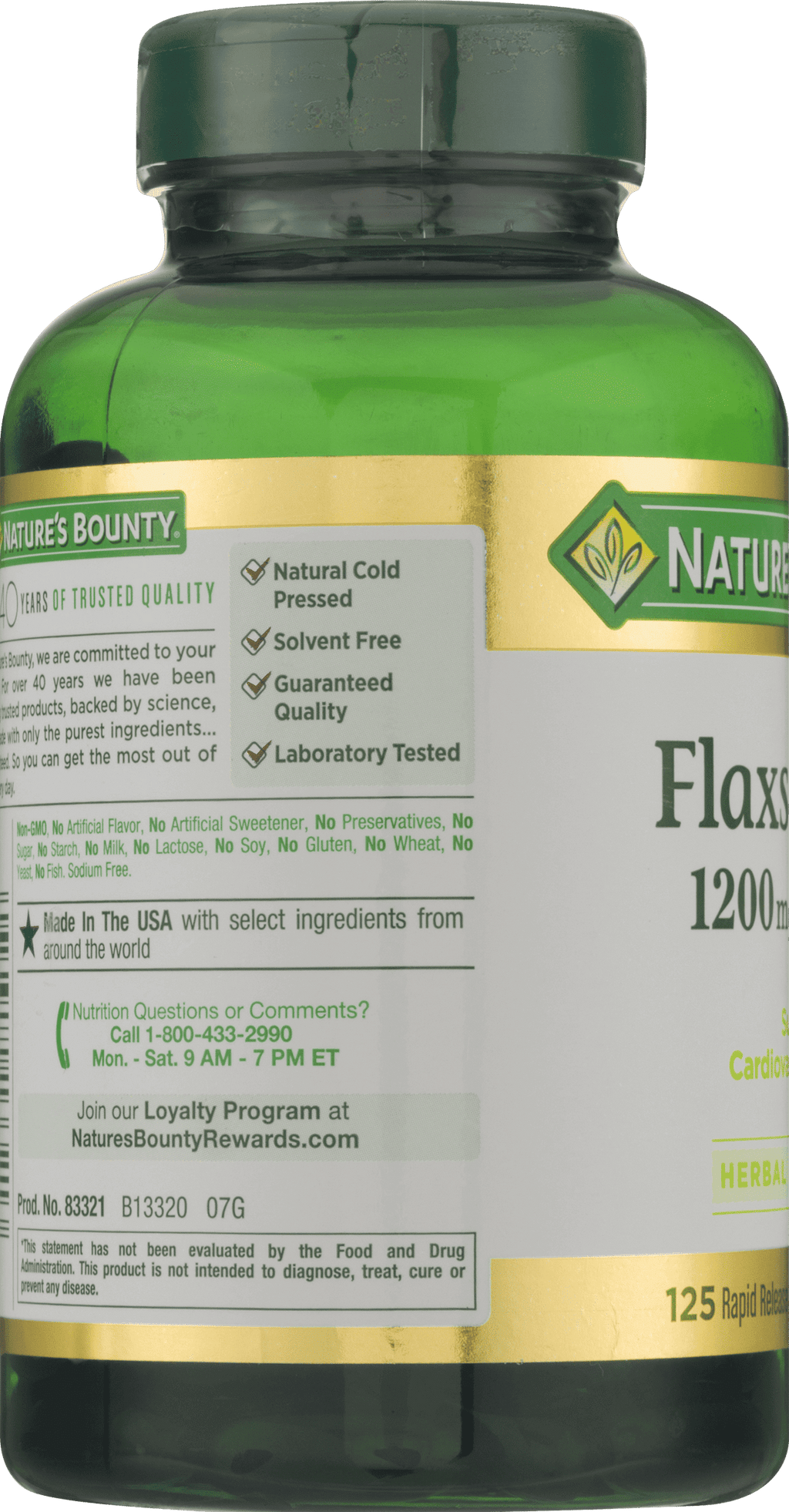 Nature's Bounty Flaxseed Oil Softgels; 1200 mg; 125 Count