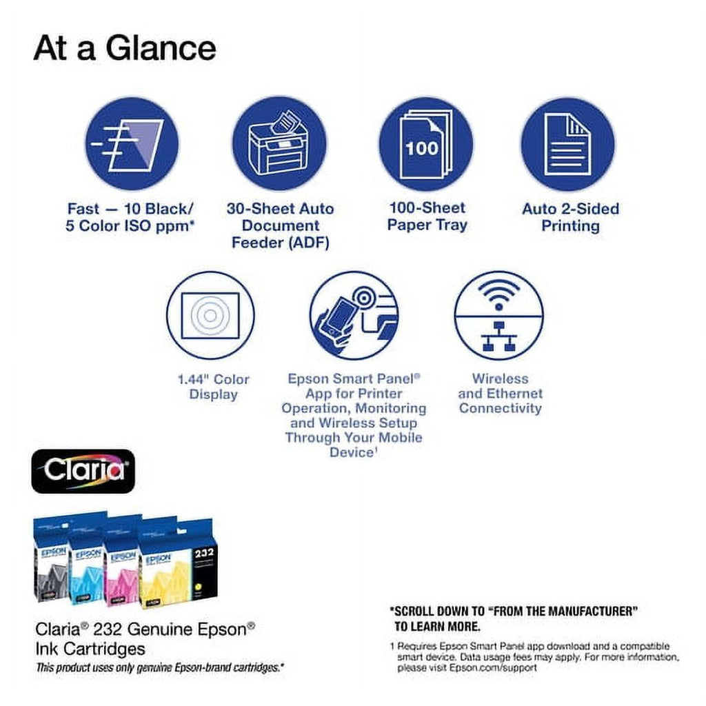 Epson WorkForce WF-2930 Wireless All-in-One Printer with Scan, Copy, Fax, Auto Document Feeder, Automatic 2-Sided Printing and 1.4" Color Display