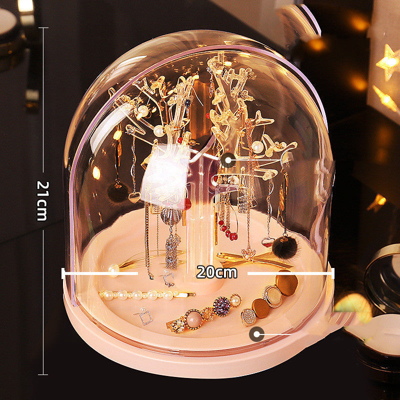 Dustproof rotating jewelry storage box
