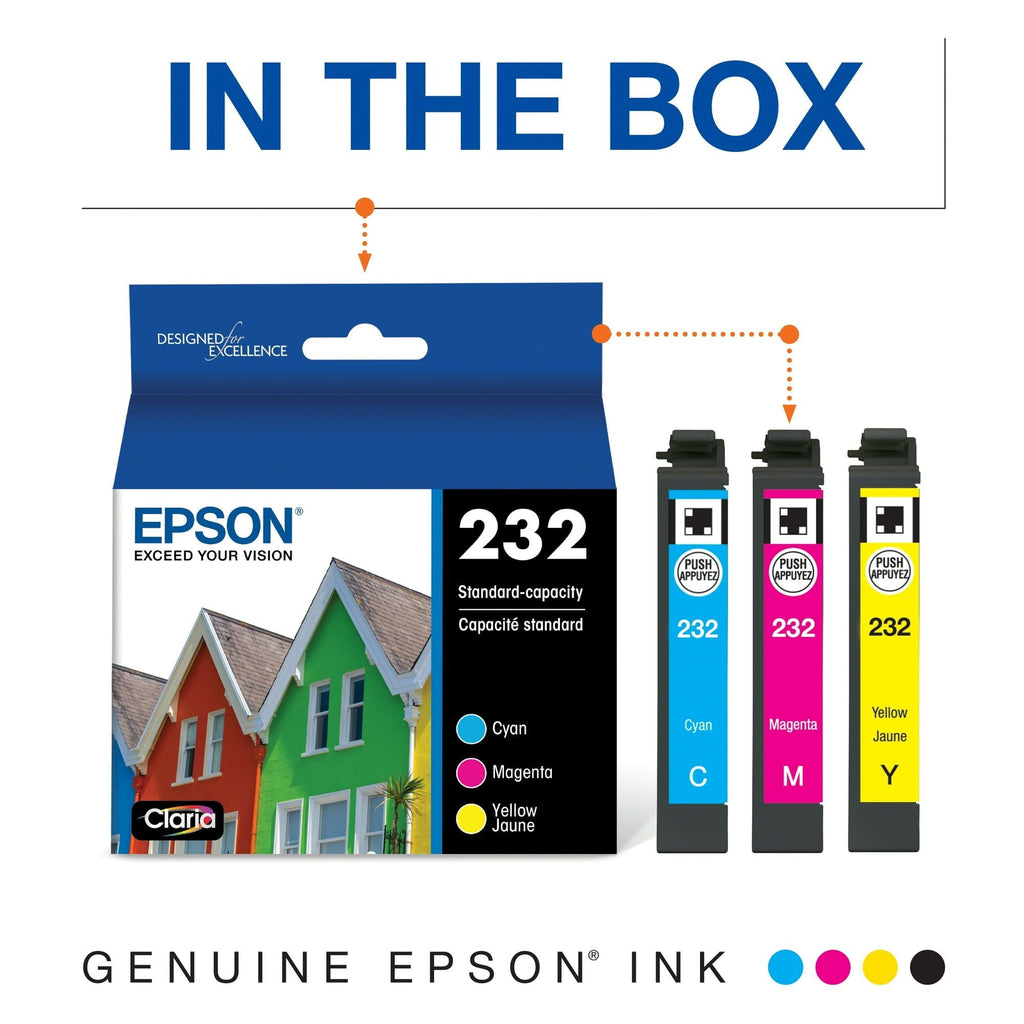 EPSON 232 Claria Ink Standard Capacity Color Combo Pack (T232520-S) Works with WorkForce WF-2930, WF-2950, Expression XP-4200, XP-4205
