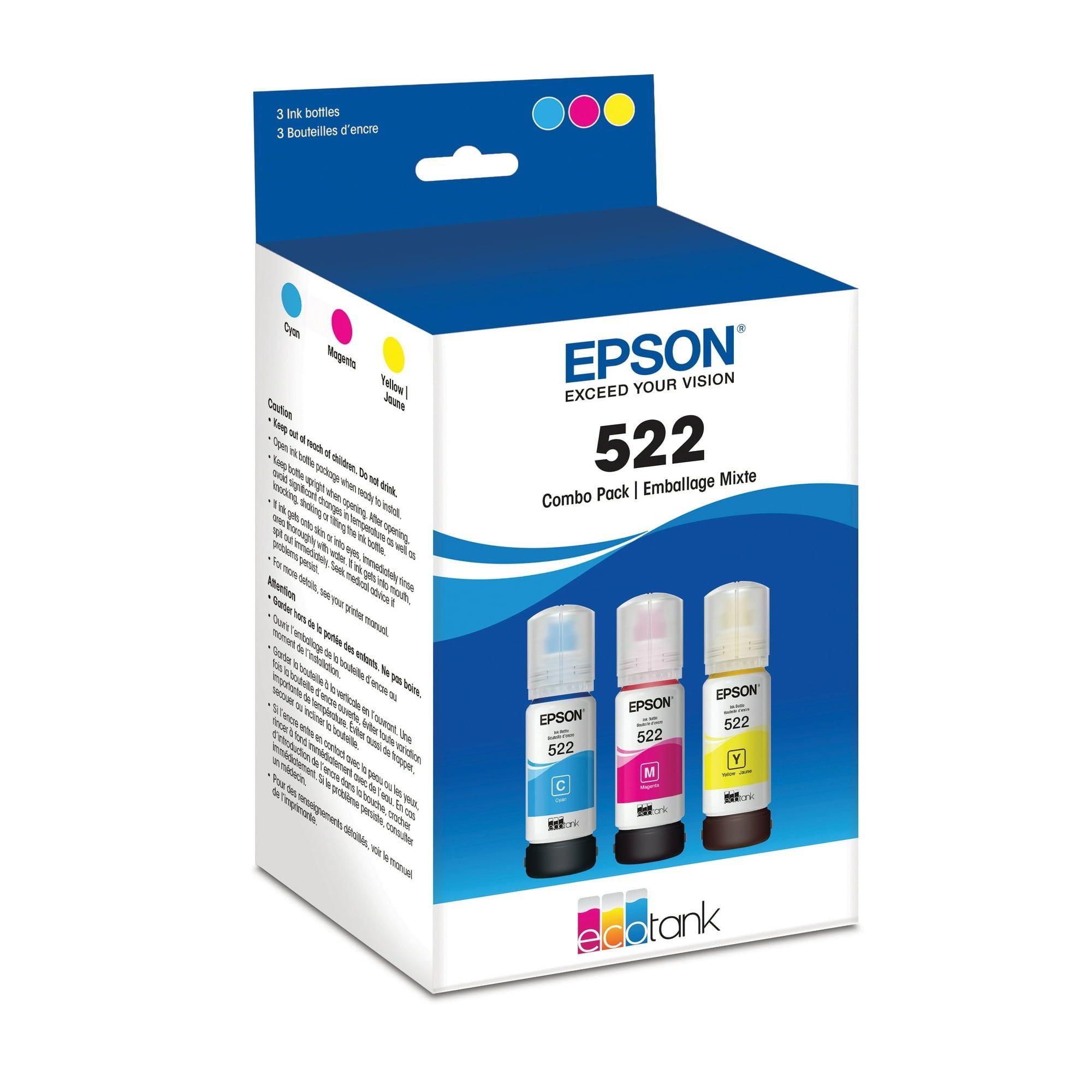 Epson 522 Standard-capacity Color Multi-Pack Ink Bottles compatible with ET2720 & ET4700