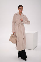 Pre-Order. Re-Stock Ships February 2026. Cambridge Comfort Wraparound Wool Cashmere Coat in Nude - SJB-DIAMOND ELITES