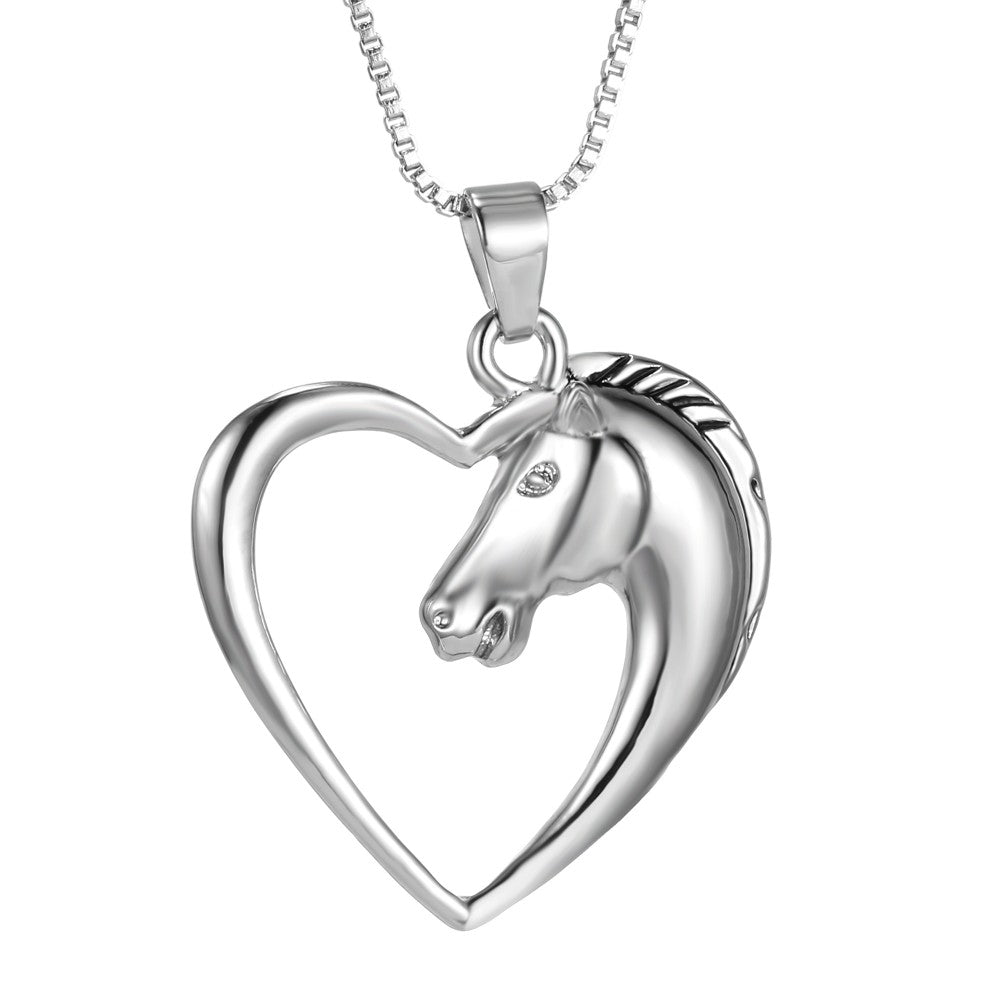 Horse Necklace Silver Color Horse Head Lootquake LLC