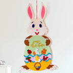 Easter Kids DIY Felt Bunny Pendants Toy with Detachable Alphabet Easter Ornament Kids Easter Gift for Home Door Wall Decoration Pi-Mart