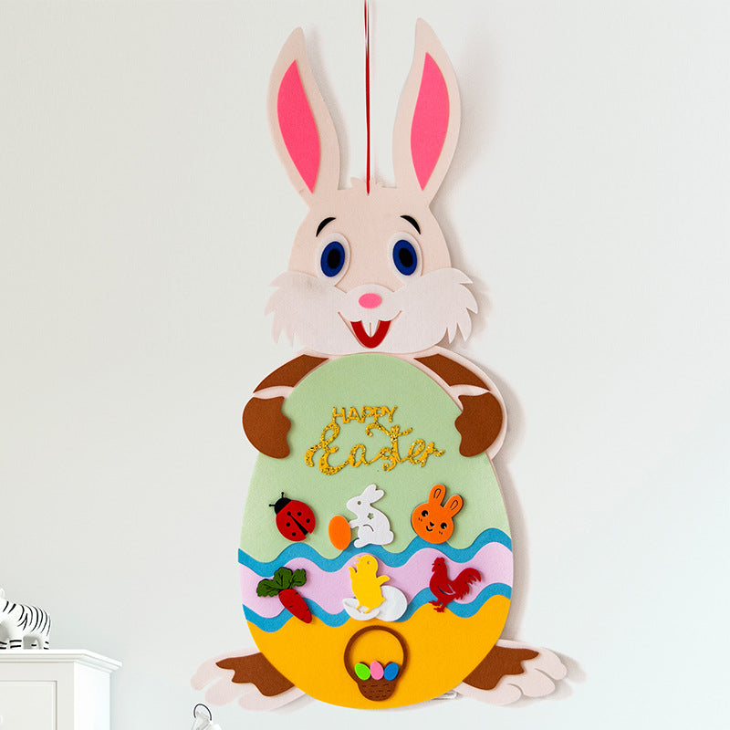 Easter Kids DIY Felt Bunny Pendants Toy with Detachable Alphabet Easter Ornament Kids Easter Gift for Home Door Wall Decoration Pi-Mart