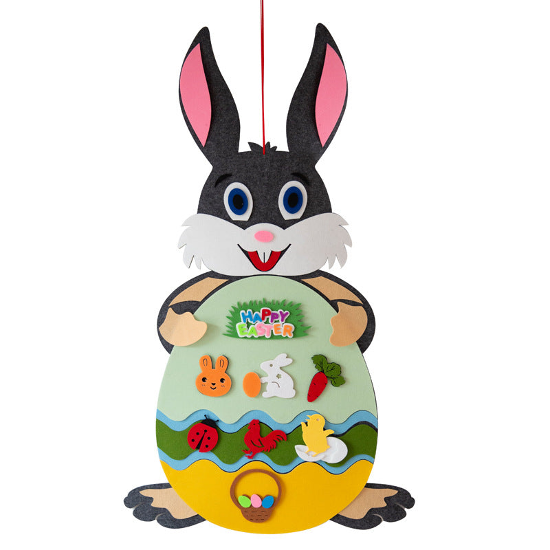 Easter Kids DIY Felt Bunny Pendants Toy with Detachable Alphabet Easter Ornament Kids Easter Gift for Home Door Wall Decoration Pi-Mart