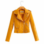 Leather Women's Short Fashion PU Small Slim Slim-fit Motorcycle Leather Jacket Pi-Mart