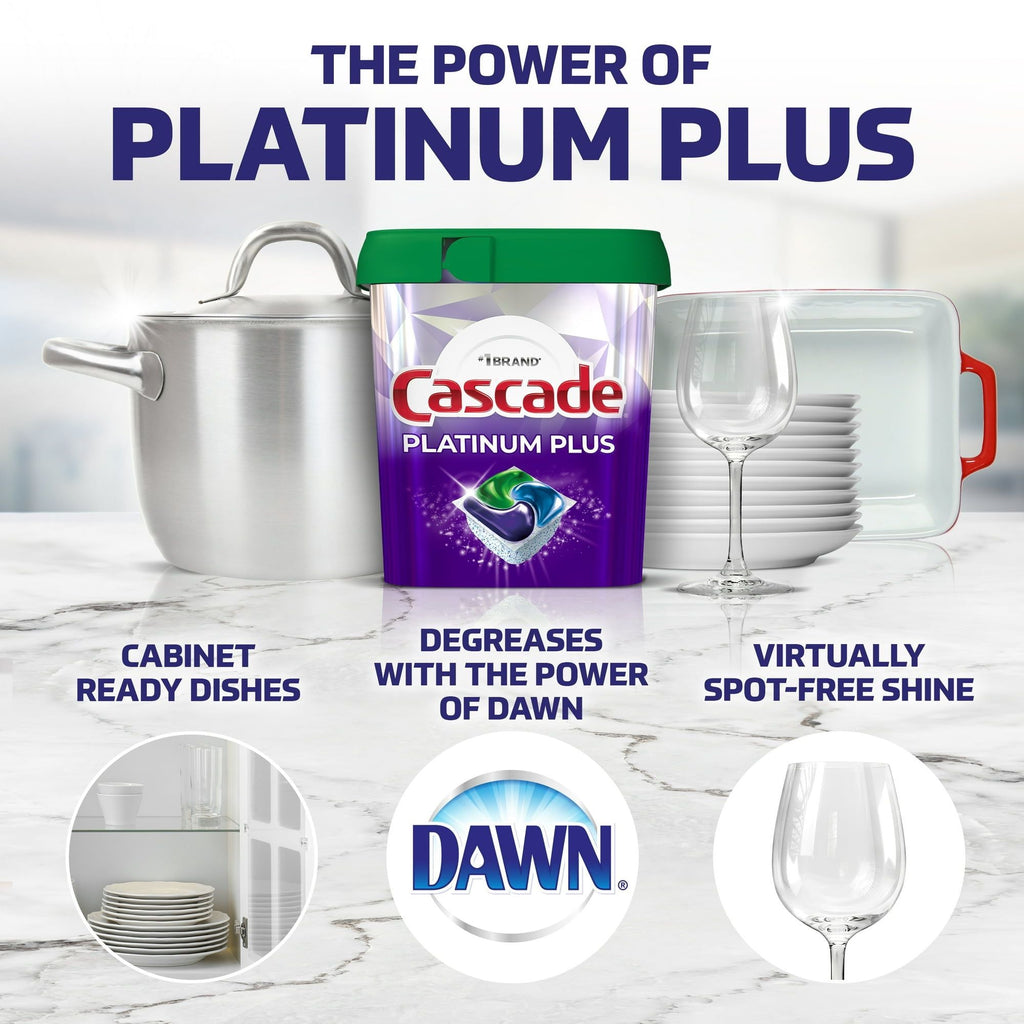 Cascade Platinum Plus Dish Detergent ActionPacs, Power of Bleach, Mountain Scent, 21 Count EasyOptionXY LLC
