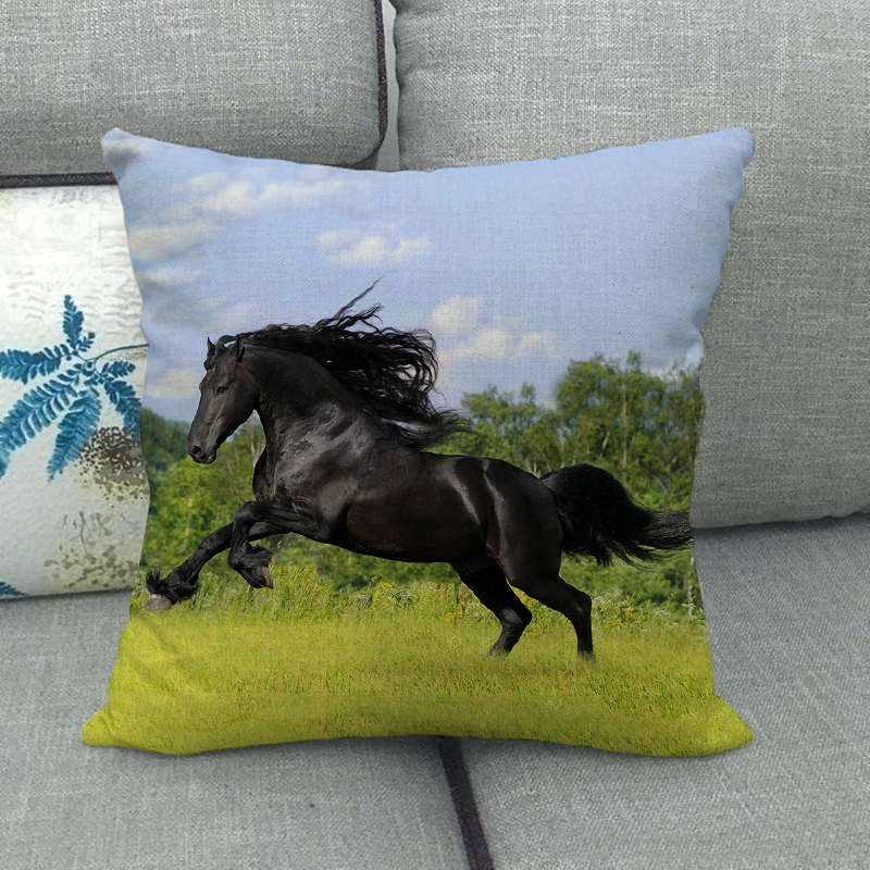 Flax Digital Printed Horse Pattern Pillowcase Lootquake LLC