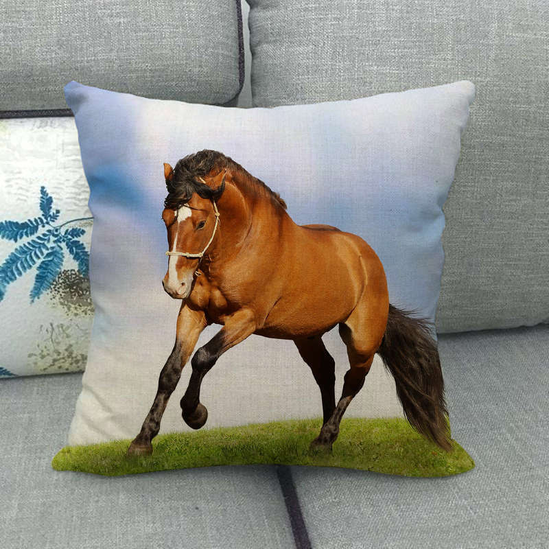 Flax Digital Printed Horse Pattern Pillowcase Lootquake LLC