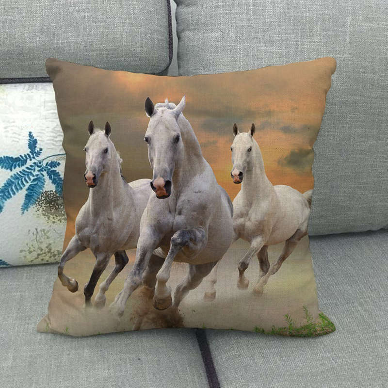 Flax Digital Printed Horse Pattern Pillowcase Lootquake LLC