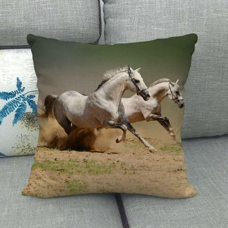Flax Digital Printed Horse Pattern Pillowcase Lootquake LLC