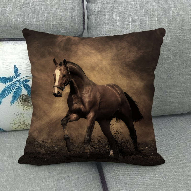 Flax Digital Printed Horse Pattern Pillowcase Lootquake LLC