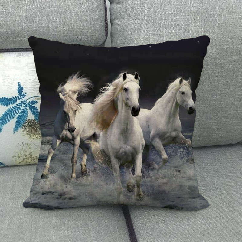 Flax Digital Printed Horse Pattern Pillowcase Lootquake LLC