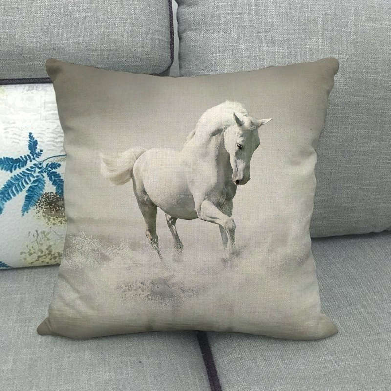 Flax Digital Printed Horse Pattern Pillowcase Lootquake LLC