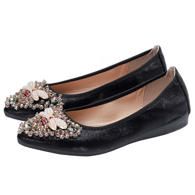 Rhinestone Single Shoes Women Korean Student Casual Shoes Pi-Mart
