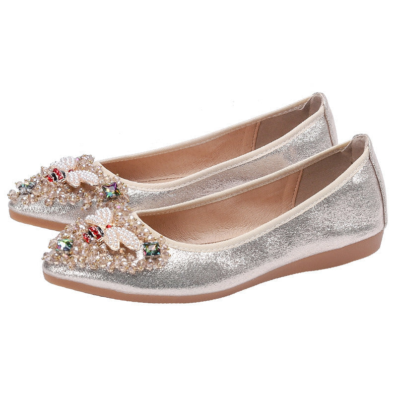 Rhinestone Single Shoes Women Korean Student Casual Shoes Pi-Mart