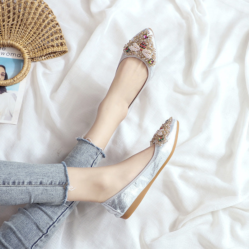Rhinestone Single Shoes Women Korean Student Casual Shoes Pi-Mart