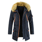 Mid-length Cotton-padded Jacket Men's Plus Velvet Thick Warm Jacket