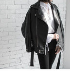 Leather Jacket Student Motorcycle Jacket by Pi Mart