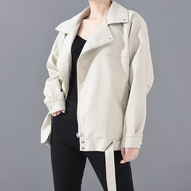 Leather Jacket Student Motorcycle Jacket by Pi Mart