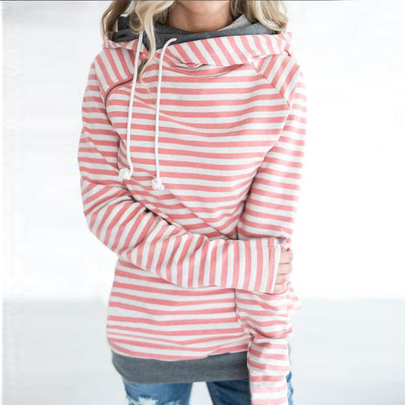 Striped Panel Hoodie Sweatshirt Pi-Mart